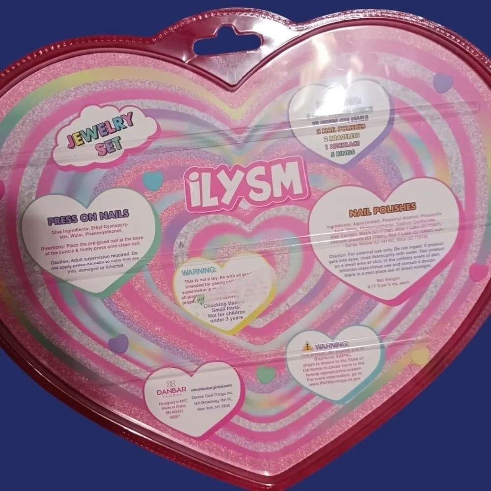 ILysm 66-Piece Non-Toxic Kids Jewelry & Nail Set